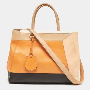 Pre Owned Fendi Multicolor Leather Medium Colorblock 2Jours Tote