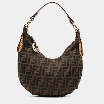 Pre Owned Fendi Tobacco Zucca Canvas and Leather Chef Hobo