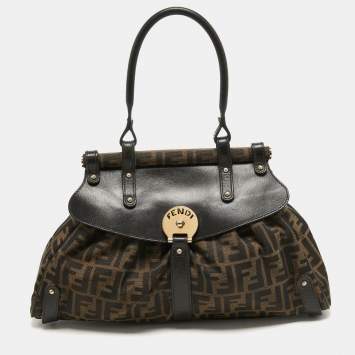 Pre Owned Fendi Tobacco Zucca Canvas and Leather Magic Bag