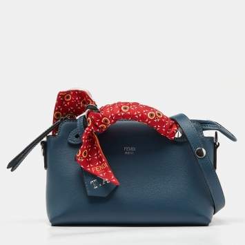 Pre Owned Fendi Teal Green Leather Mini By The Way Crossbody Bag