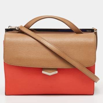 Pre Owned Fendi Tri Color Leather Small Demi Jour Top Handle Bag