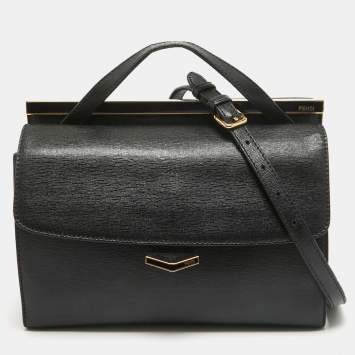 Pre Owned Fendi Black Leather Small Demi Jour Top Handle Bag
