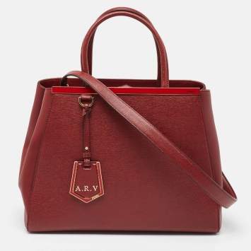 Pre Owned Fendi Red Leather Medium 2Jours Tote