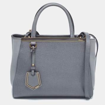 Pre Owned Fendi Grey Leather Petite Sac 2jours Tote