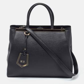 Pre Owned Fendi Black Leather Medium 2Jours Tote