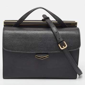 Pre Owned Fendi Black Leather Small Demi Jour Top Handle Bag