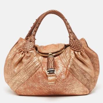 Pre Owned Fendi Bronze Pebbled Leather Spy Bag
