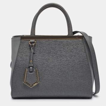 Pre Owned Fendi Grey Leather Mini 2Jours Tote