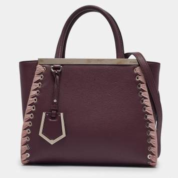 مملوكة مسبقًا Fendi Plum/Pink Leather Petite Whipstitch 2jours Tote