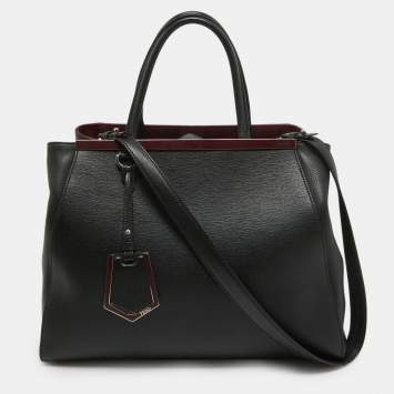 Pre Owned Fendi Black Leather Medium 2Jours Tote
