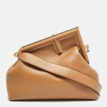 Pre Owned Fendi Brown Leather Medium First Shoulder Bag