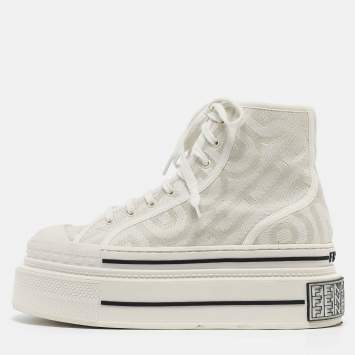 Pre Owned Fendi White Canvas High Top Sneakers Size 39