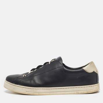 Pre Owned Fendi Black Leather Rockoclick Slip On Sneakers Size 39