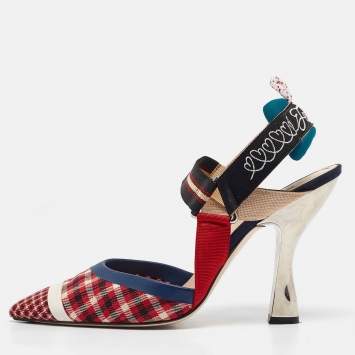 Pre Owned Fendi Multicolor Canvas Colibri Pumps Size 40