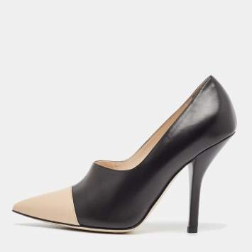 Pre Owned Fendi Black/Beige Leather Pointed Toe Pumps Size 41