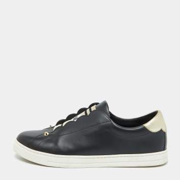 Pre Owned Fendi Black Leather Rockoclick Slip On Sneakers Size 39