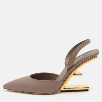 Pre Owned Fendi Beige Leather Fendi First Slingback Sandals Size 40