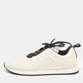 Pre Owned Fendi White Nylon FFreedom Low Top Sneakers Size 38