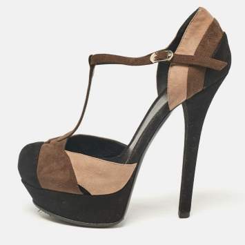 Pre Owned Fendi Multicolor Suede Mary Jane Pumps Size 38