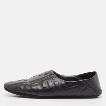 Pre Owned Fendi Black Leather forever fendi Flats Size 38
