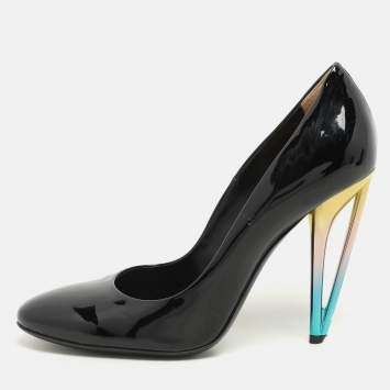 Pre Owned Fendi Black Patent Leather Pumps Size 40.5