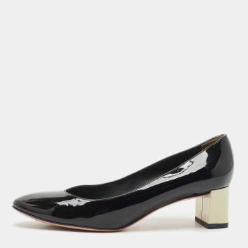 Pre Owned Fendi Black Patent Leather Eloise Round Toe Pumps Size 39.5