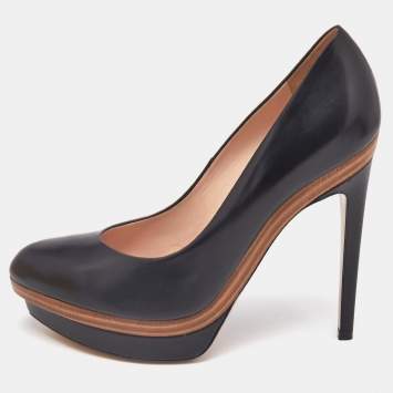 Fendi Black Leather Platform Pumps Size 38