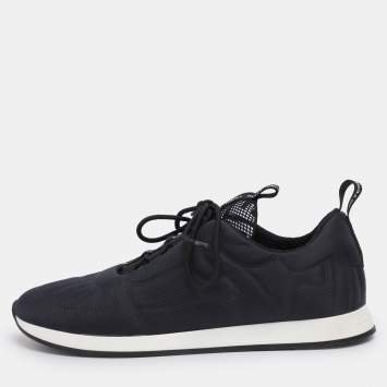 Pre Owned Fendi Navy Blue Nylon FFreedom Low Top Sneakers Size 41