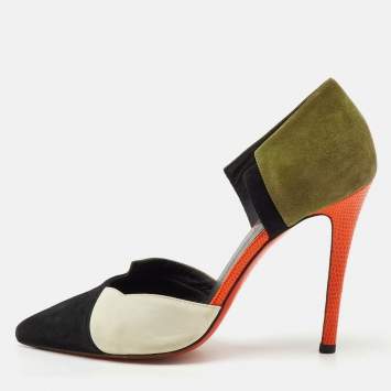 Pre Owned Fendi Multicolor Suede and Leather Pointed Toe D'Orsay Pumps Size 35