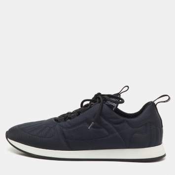 مملوكة مسبقًا Fendi Navy Blue/Black Fabric FF Freedom Low Top Sneakers Size 38