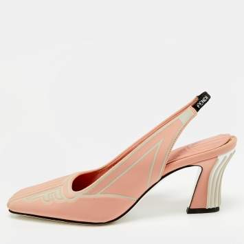 Pre Owned Fendi FFreedom Size 37 Pink Neoprene Slingback Pumps