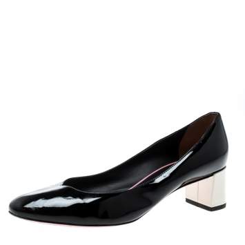 Pre Owned Fendi Black Patent Leather Eloise Round Toe Pumps Size 36