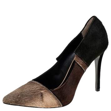 Pre Owned  Fendi Tri Color Calfhair Pointed Toe Pumps Size 37.5