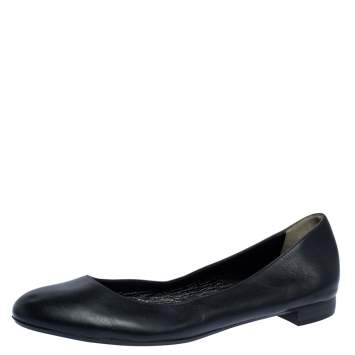 مملوكة مسبقًا Fendi Black Leather Ballet Flats Size 40