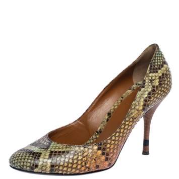 Pre Owned Fendi Multicolor Python Pumps Size 39