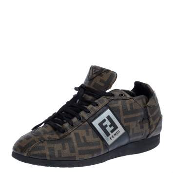 Pre Owned Fendi Brown Zucca Canvas Low Top Sneakers Size 40