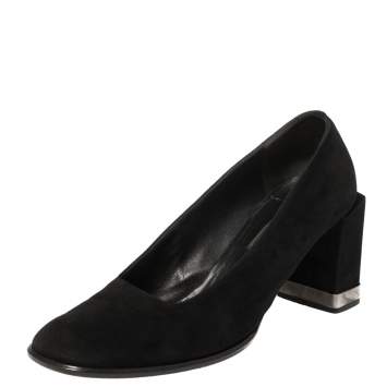 Pre Owned Fendi Black Suede Block Heel Pumps Size 39