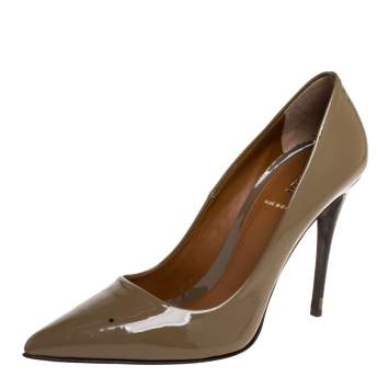 Pre Owned Fendi Brown Patent Leather Pointed Toe Pumps Size 38