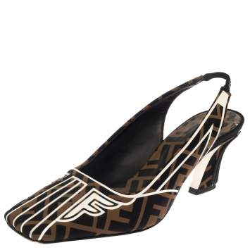 Pre Owned Fendi Multicolor  Freedom FF Logo Slingback Sandals Size 37.5