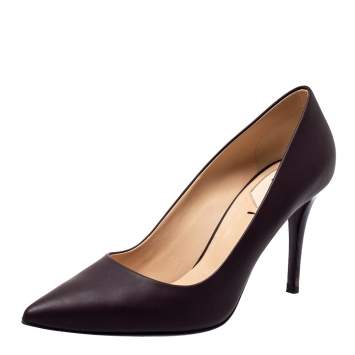 Pre Owned Fendi Purple Leather Pointed Toe Pumps Size 39