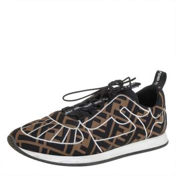Pre Owned  Fendi Brown/Black Fabric FF Zucca Low Top Sneakers Size 40