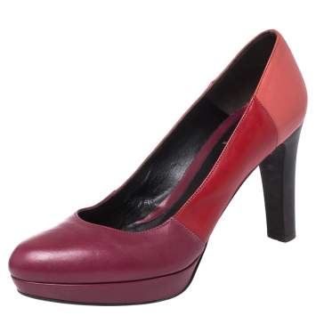 Pre Owned Fendi Multicolor Leather Platform Pumps Size 39