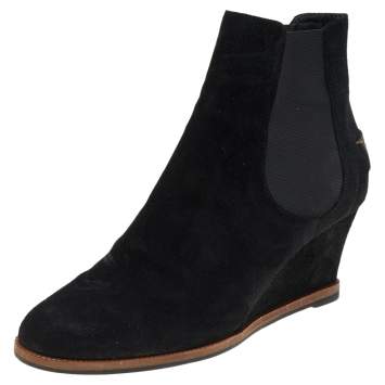 Pre Owned Fendi Black Suede Black Ankle Boots Size 41