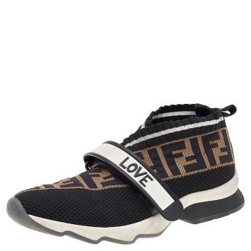 Pre Owned Fendi Multicolor FF Monogram Knit Fabric Rockoko Sneakers Size 37