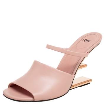 Pre Owned Fendi Pink Leather High-Heeled Sandals Size 41