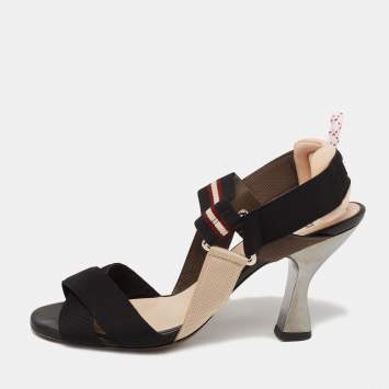 Pre Owned Fendi Multicolor Nylon Colibri Slingback Sandals Size 37