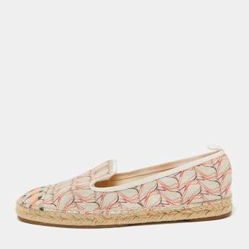 Pre Owned Fendi Multicolor Printed Canvas and Leather Cap Toe Flat Espadrilles Size 38