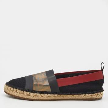 Pre Owned Fendi Multicolor Zucca Mesh And Canvas Espadrille Flats Size 38