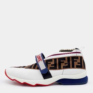Pre Owned Fendi Multicolor Knit Fabric Rockoko Sneakers Size 39