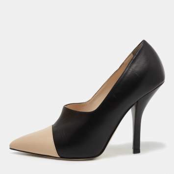 مملوكة مسبقًا Fendi Black/Beige Leather Pointed Toe Pumps Size 40